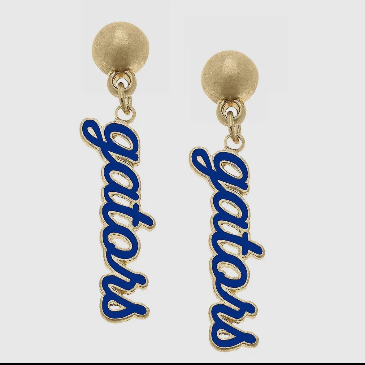 Florida Gators Enamel Script Earrings in Blue