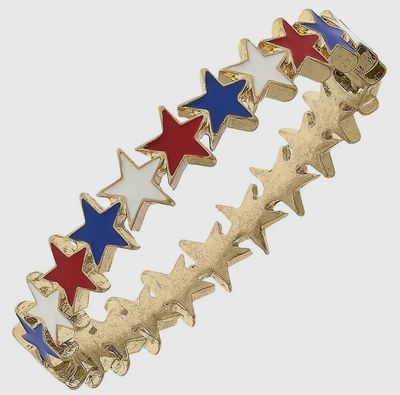 Star Spangled Enamel Hinge Bangle in Red, White & Blue