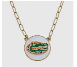 Florida Gators Enamel Disc Pendant Necklace in White