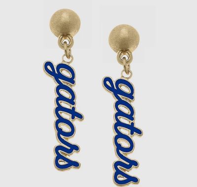 Florida Gators Enamel Script Earrings in Blue Florida Gators Enamel Script Earrings in Blue