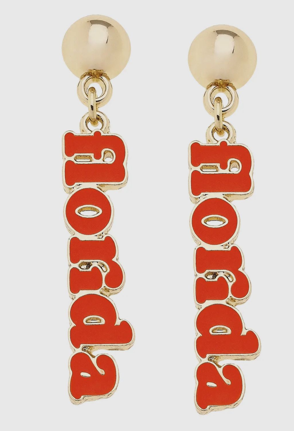 Florida Gators Slogan Earrings in Orange/Shiny Gold