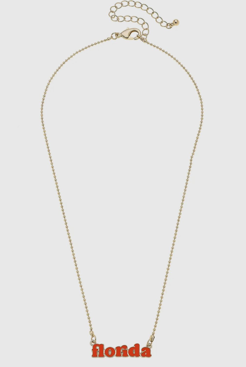 Florida Gators Slogan Necklace in Orange/Shiny Gold