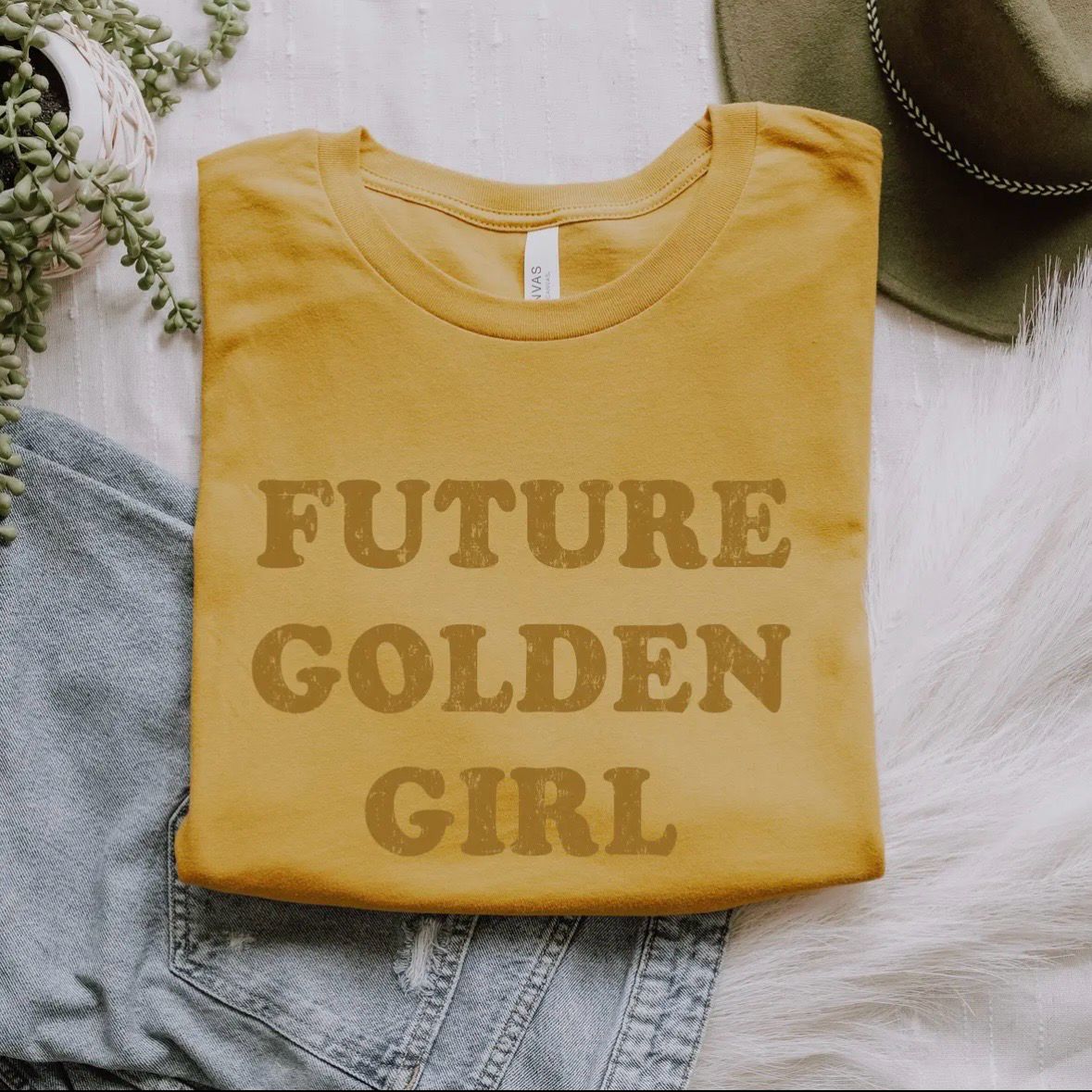 Future Golden Girl Retro Graphic Tee Gold Unisex T Shirt Future Golden Girl Retro Graphic Tee Gold Unisex T Shirt