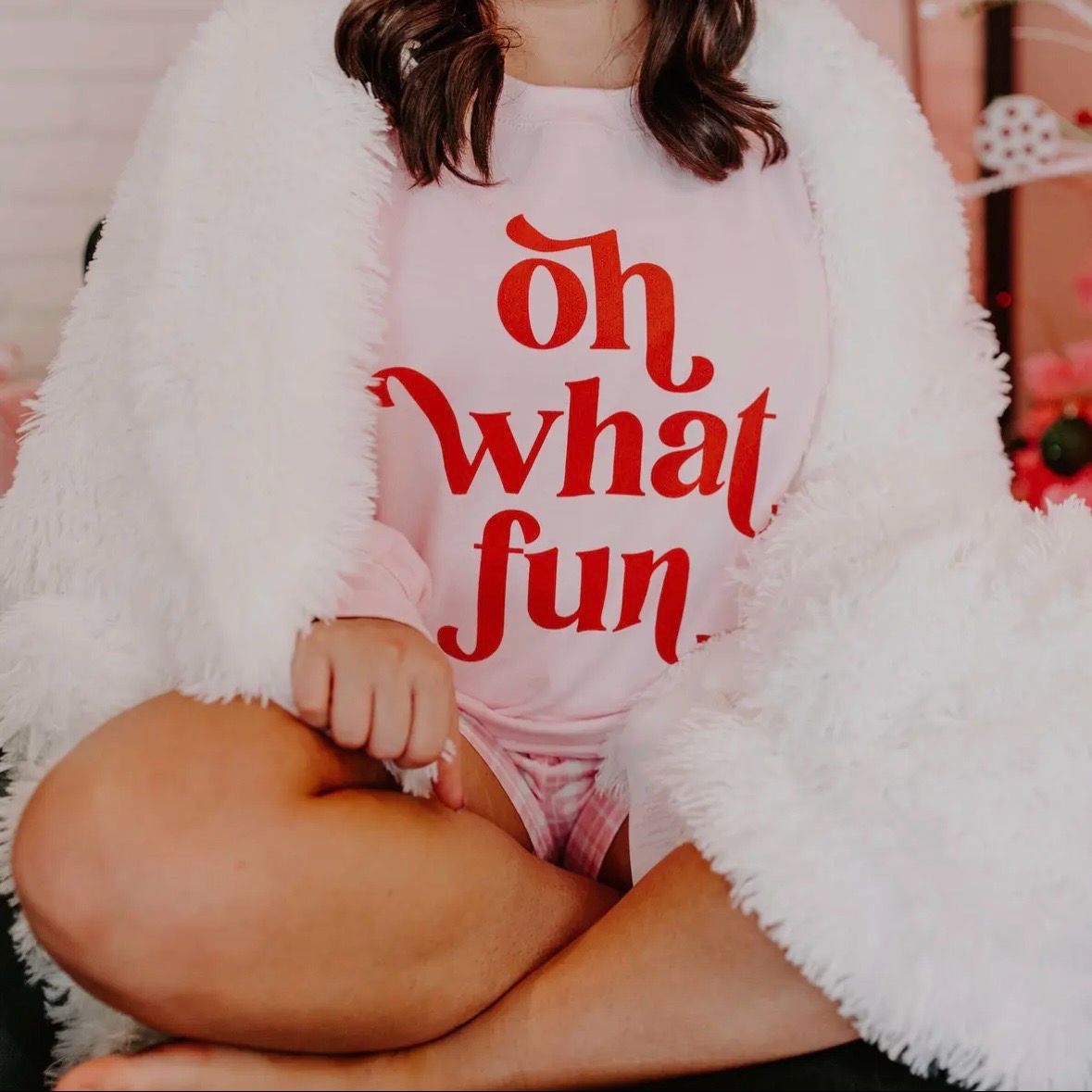Oh What Fun Christmas Pink Sweatshirt Oh What Fun Christmas Pink Sweatshirt