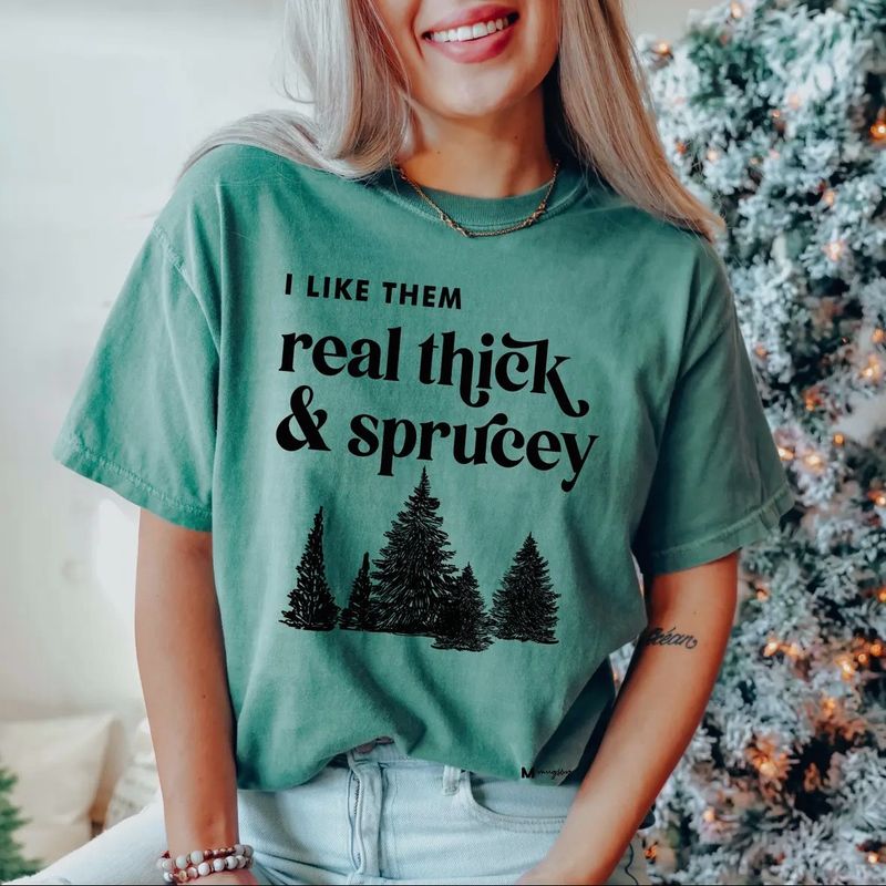 Funny Christmas Shirt Holiday Graphic Tee Sprucey Trees