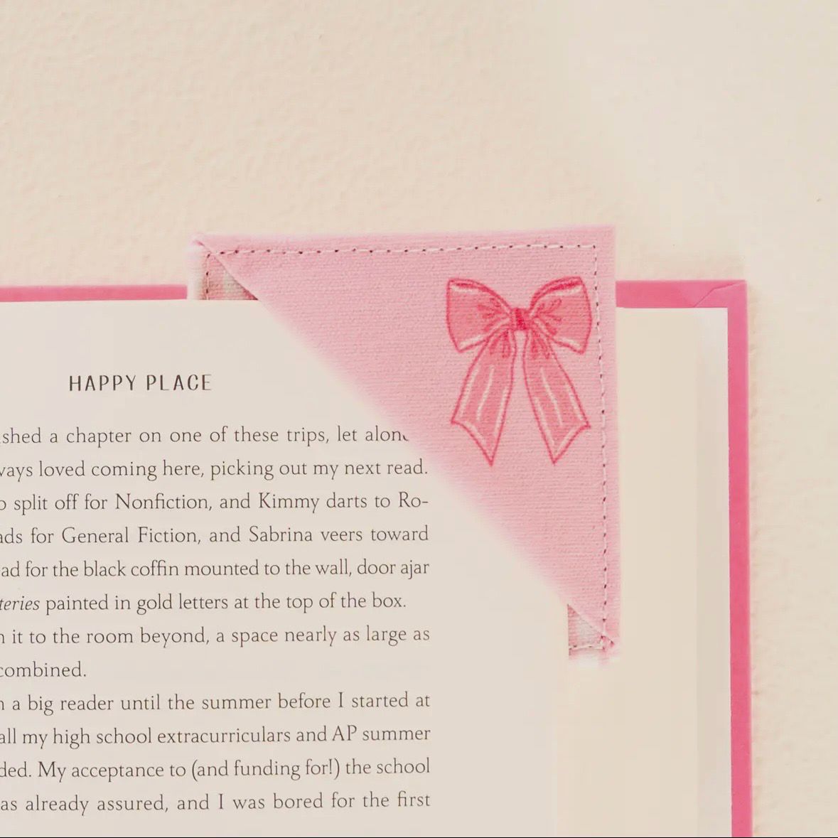 Corner Keeper Fabric Bookmark-Bow Pink Corner Keeper Fabric Bookmark-Bow Pink