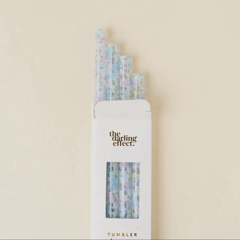 40 oz Tumbler Straw Set-Secret Garden Blue