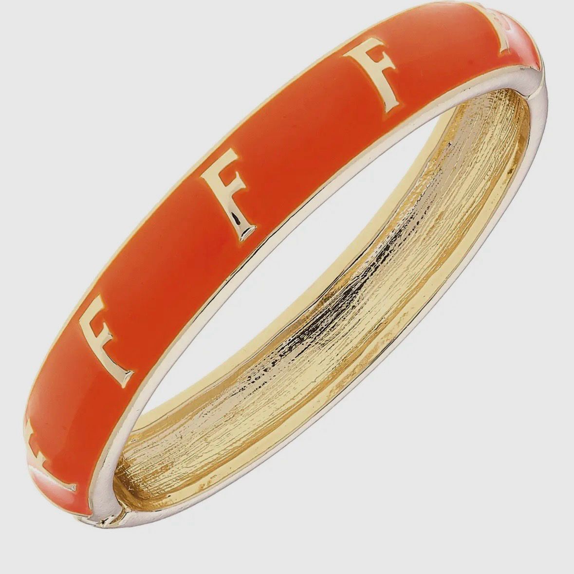 Just The “F” Orange: Gators Sculpted Enamel Checkered Hinge Bangle