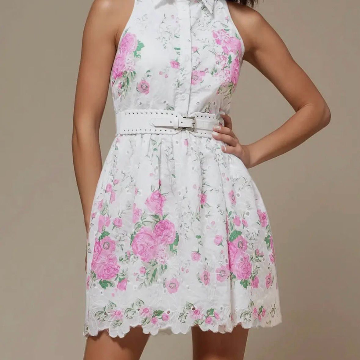 Sleeveless Floral Print Mini Dress
