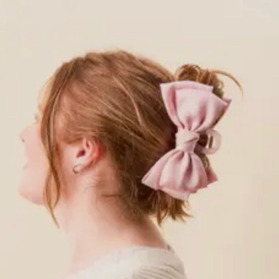 Satin Bow Claw Clip- Blush