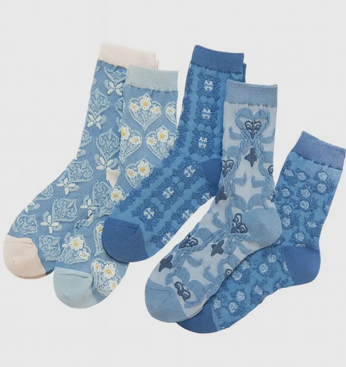 Ladies Vintage Floral Jacquard Socks (1 Set)