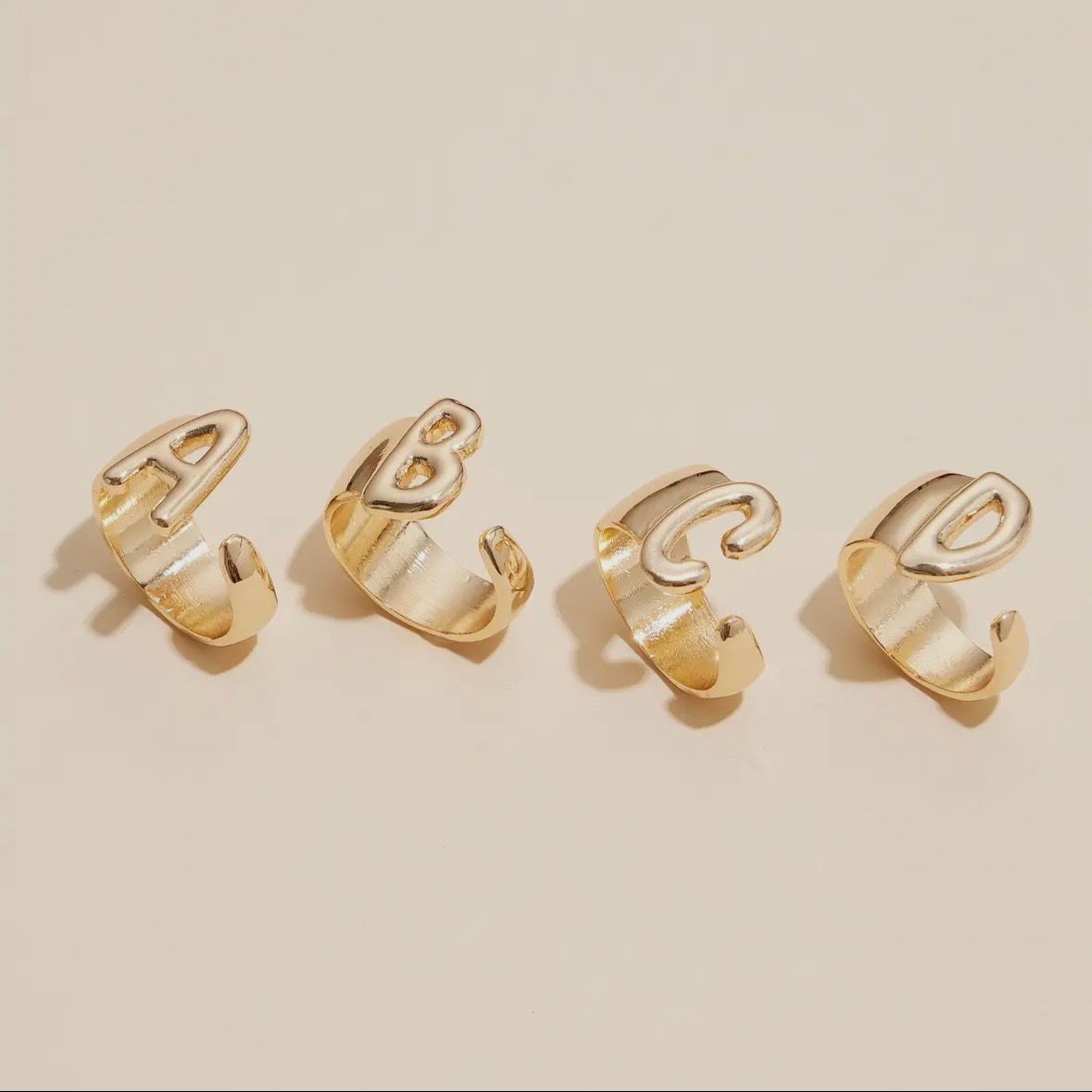 Bubble Design Initial Gold Plated Rings