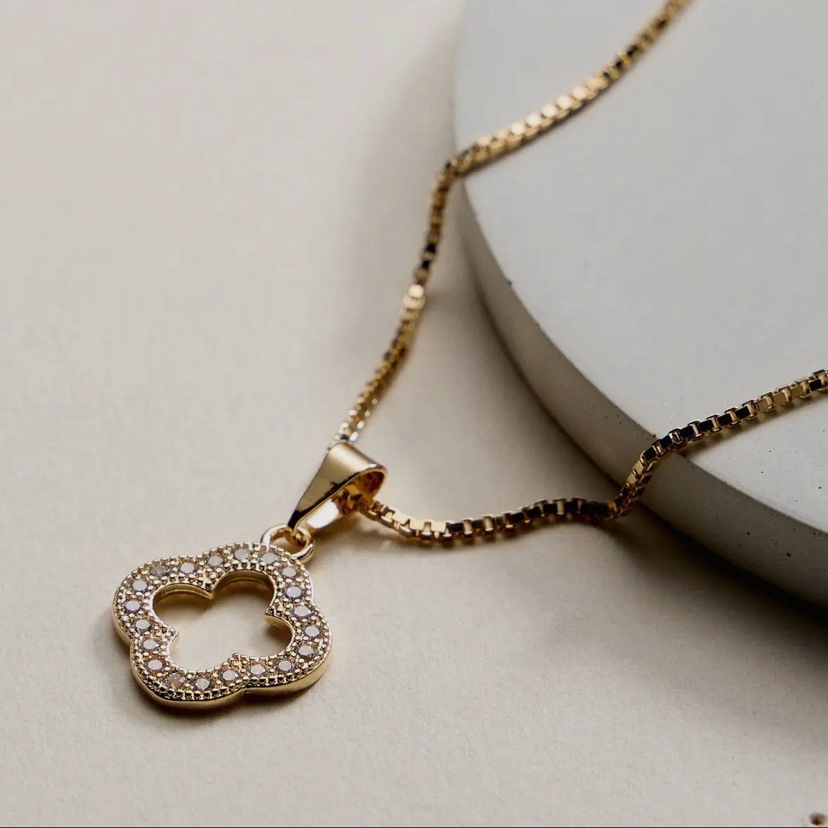 Gold Filled Four-Leaf Clover Pendant Necklace