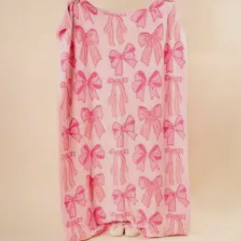 Cozy Dreams Luxe Blanket-Blushing Bows Pink