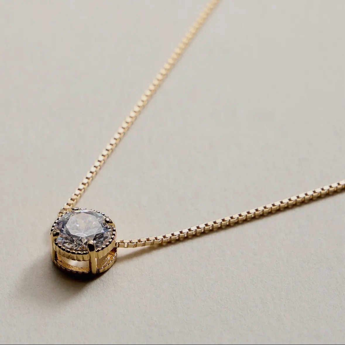 Gold Filled Solitaire Round Cut Cz Pendant Necklace