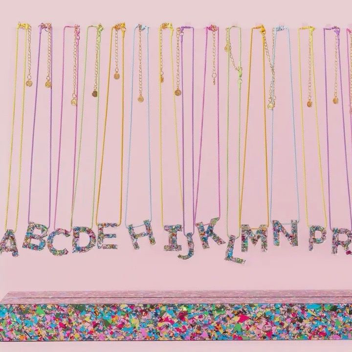 Colorful Confetti Letter Initial Necklace
