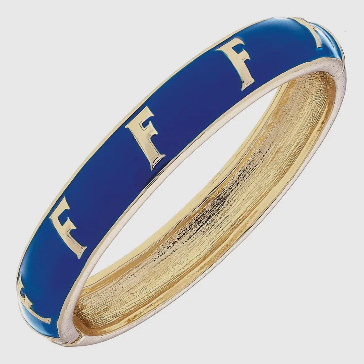 Just The “F” Blue: Gators Sculpted Enamel Checkered Hinge Bangle