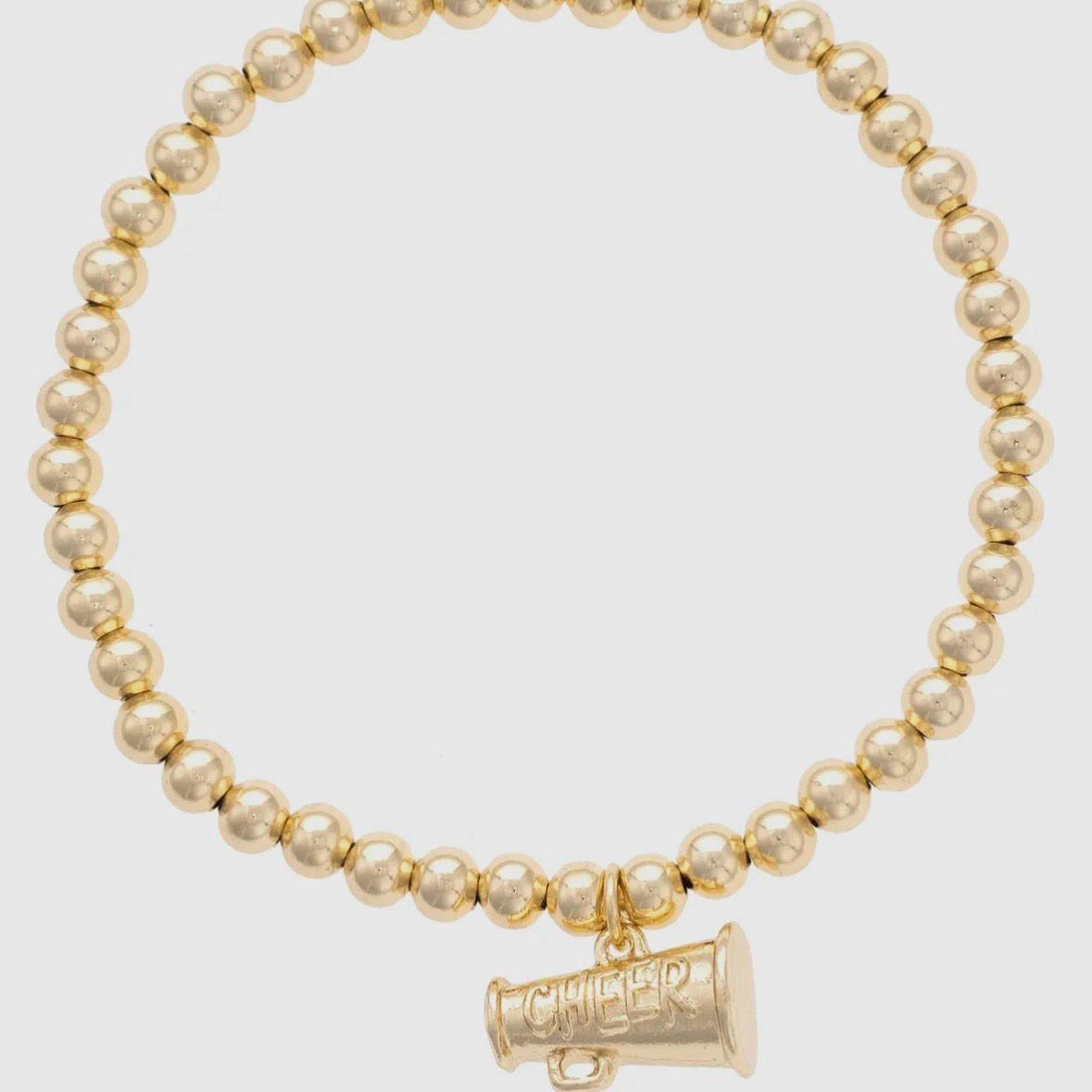 Cheer Ball Bead Stretch Bracelet in Shiny Gold
