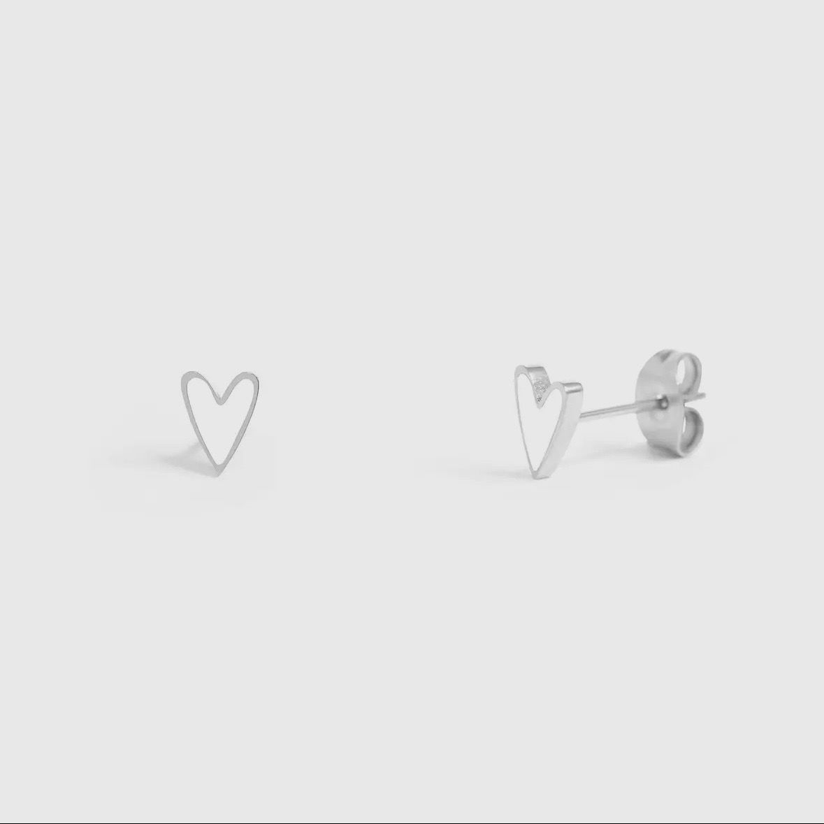 18K Gold Pvd Stainless Steel White Heart Stud Earrings