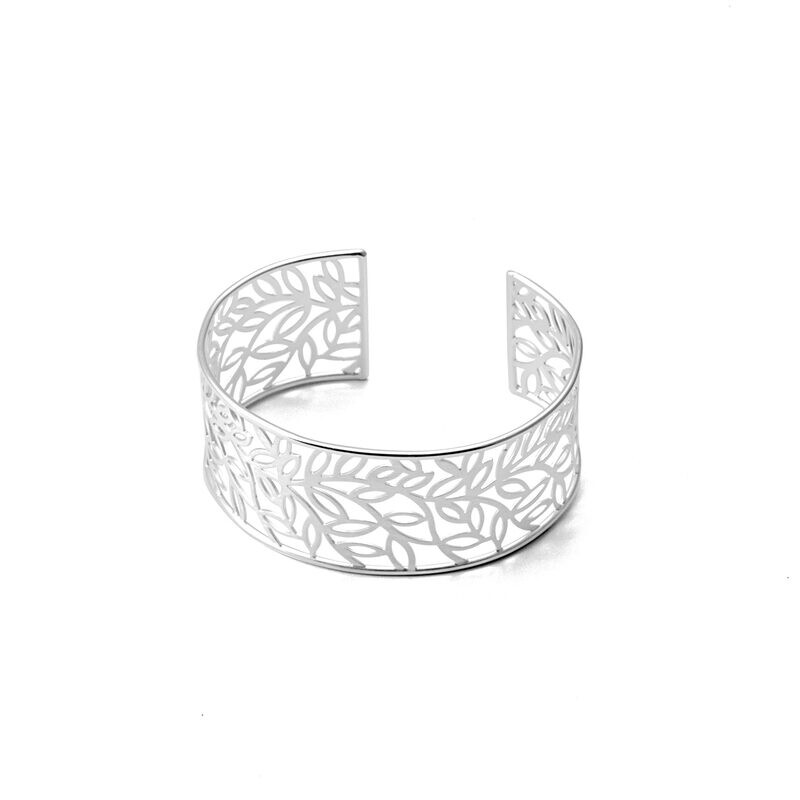 Silver &amp; Rhodium Cuff Bangle Bracelet