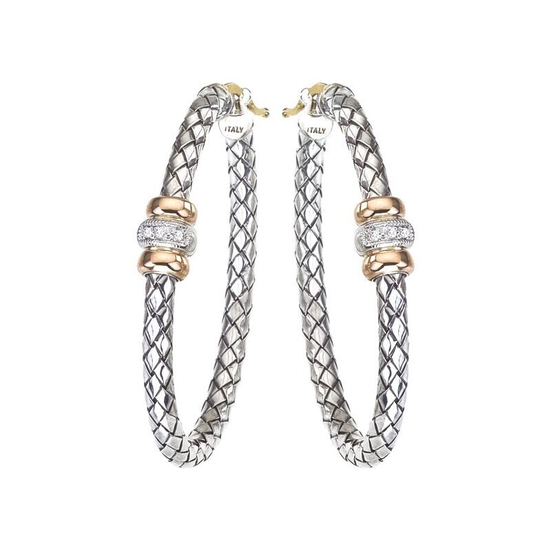 Sterling & Yellow Gold Diamond Hoop Earrings