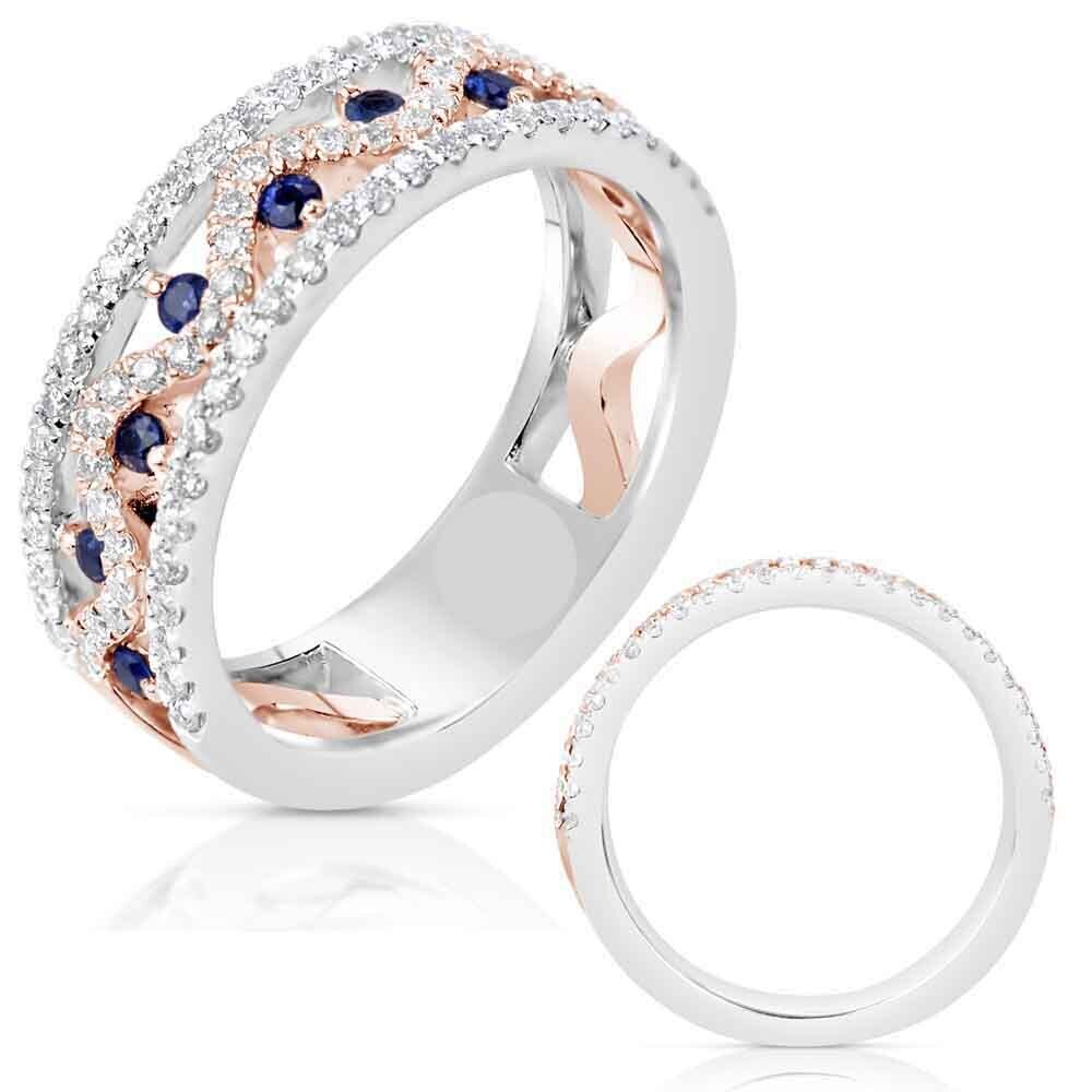 Two-Tone Sapphire & Diamond Band Ring