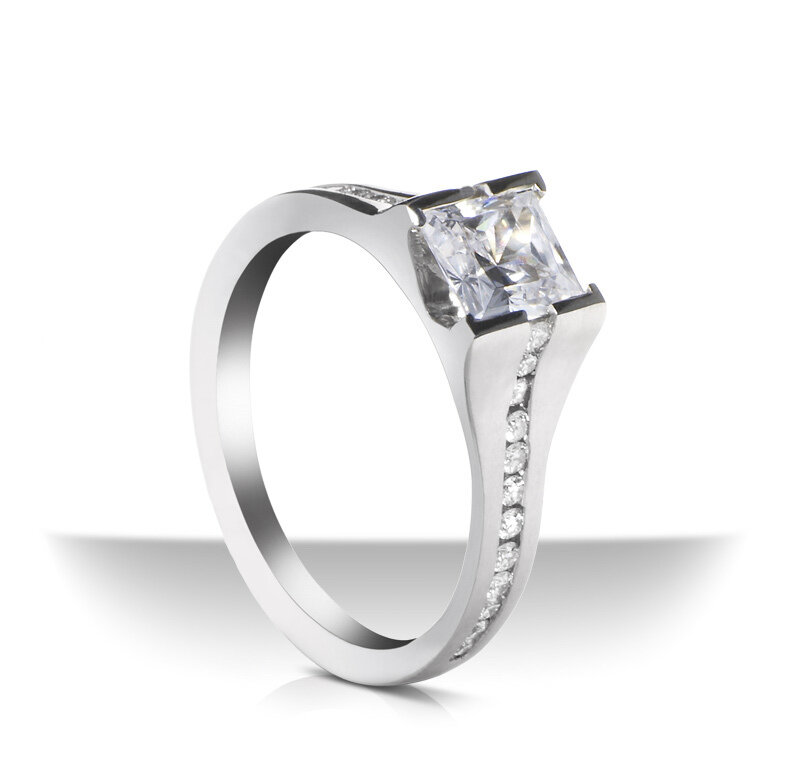 Lock-Set Cathedral Diamond Ring