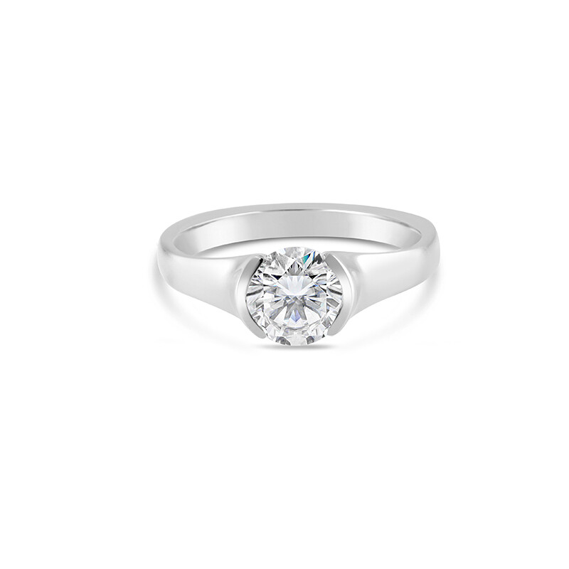 Half-Bezel Solitaire Ring