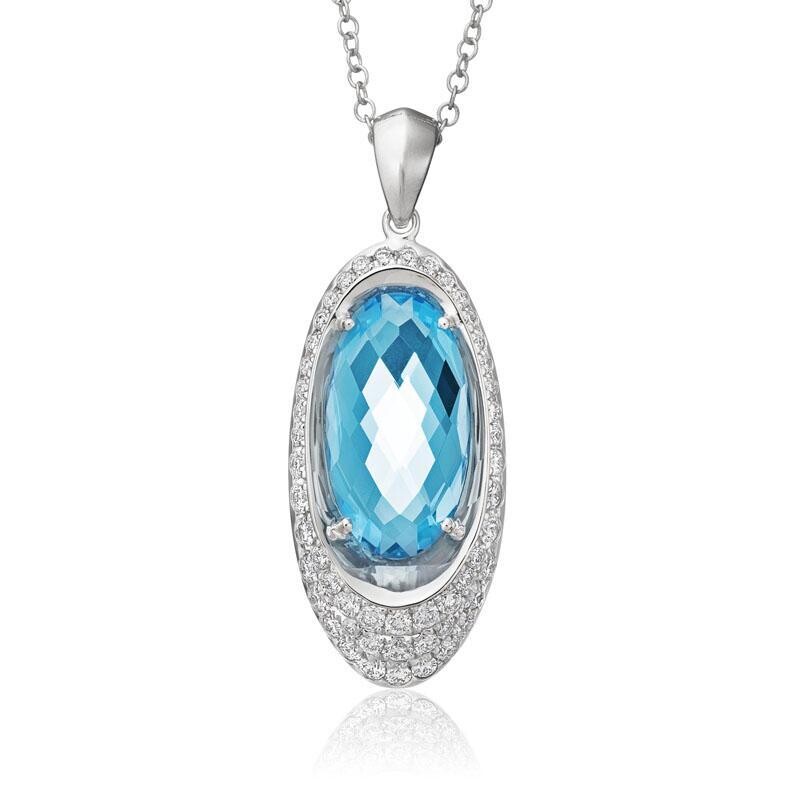 Swiss Blue Topaz & Diamond Necklace