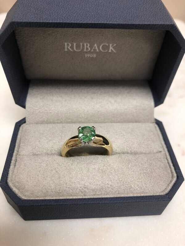 Yellow Gold and Platinum Ring with Tourmaline