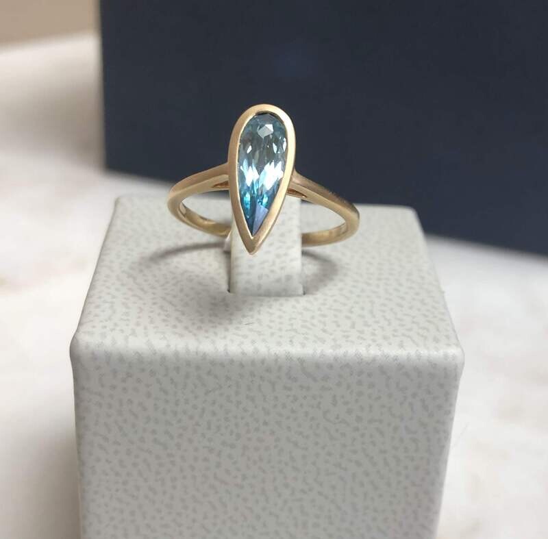 Bezel Set Blue Zircon Solitaire