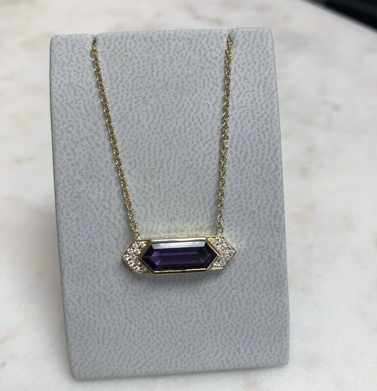Amethyst and Diamond Yellow Gold Necklace