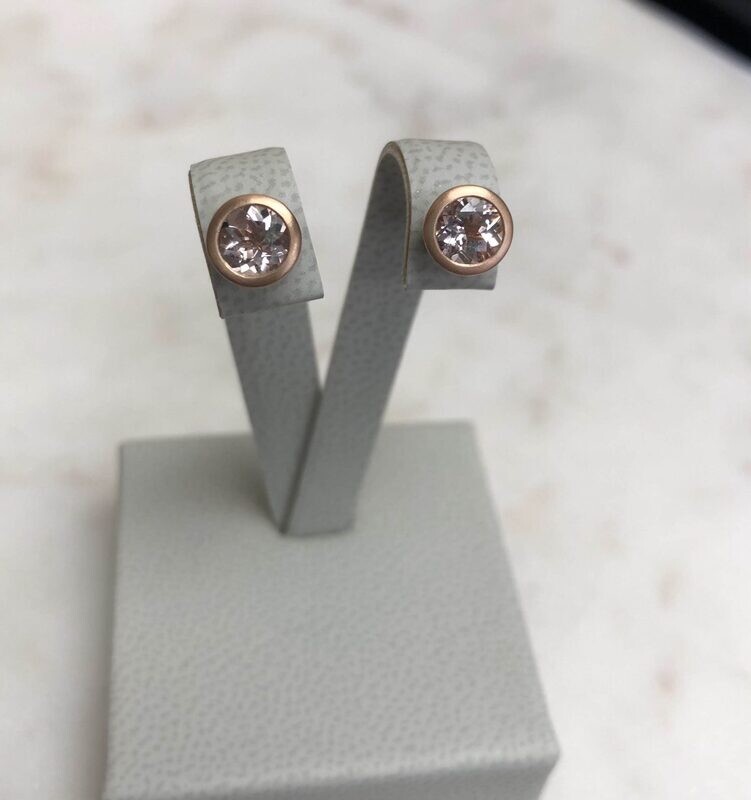 Bezel Set Morganite Stud Earrings