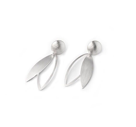 Silver & Rhodium "Leaf" Earrings