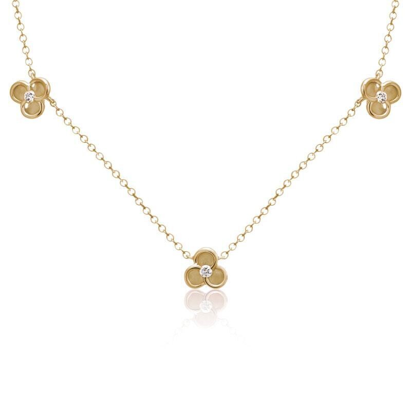 Yellow Gold & Diamond "Flower" Station Necklace