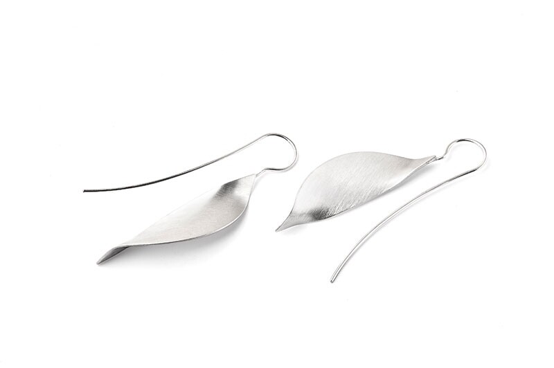 Silver & Rhodium "Twisted-Leaf" Earrings