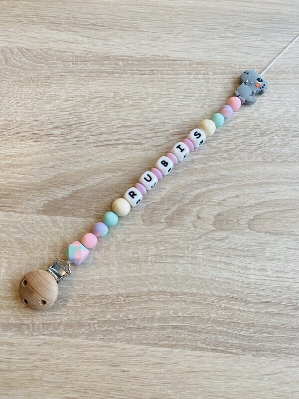 Attache tétine - Dino Pastel