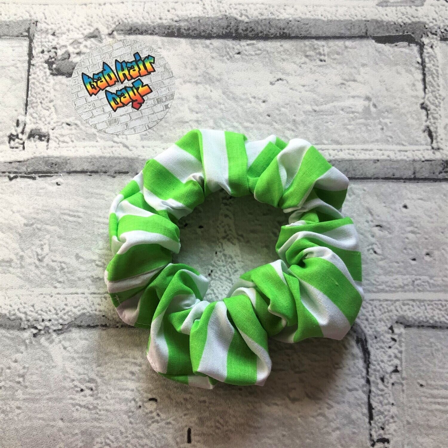 Candy Stripe! Lime/White Budget Scrunchie