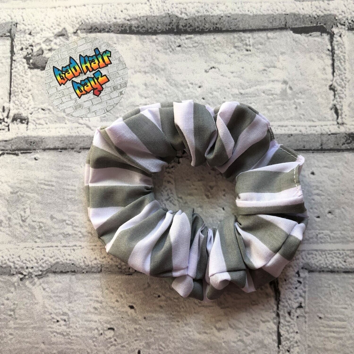 Candy Stripe! Grey/White Budget Scrunchie