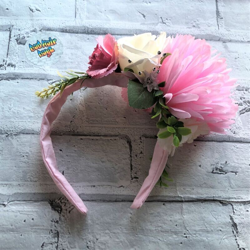 Flower Girl... Pink/Ivory Hair Flower Headband