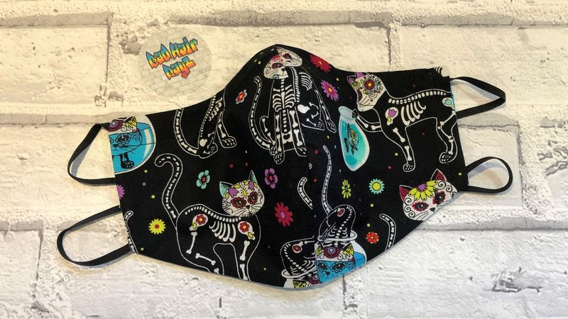 Dia De Los Muertos! Feline Reversible Face Mask