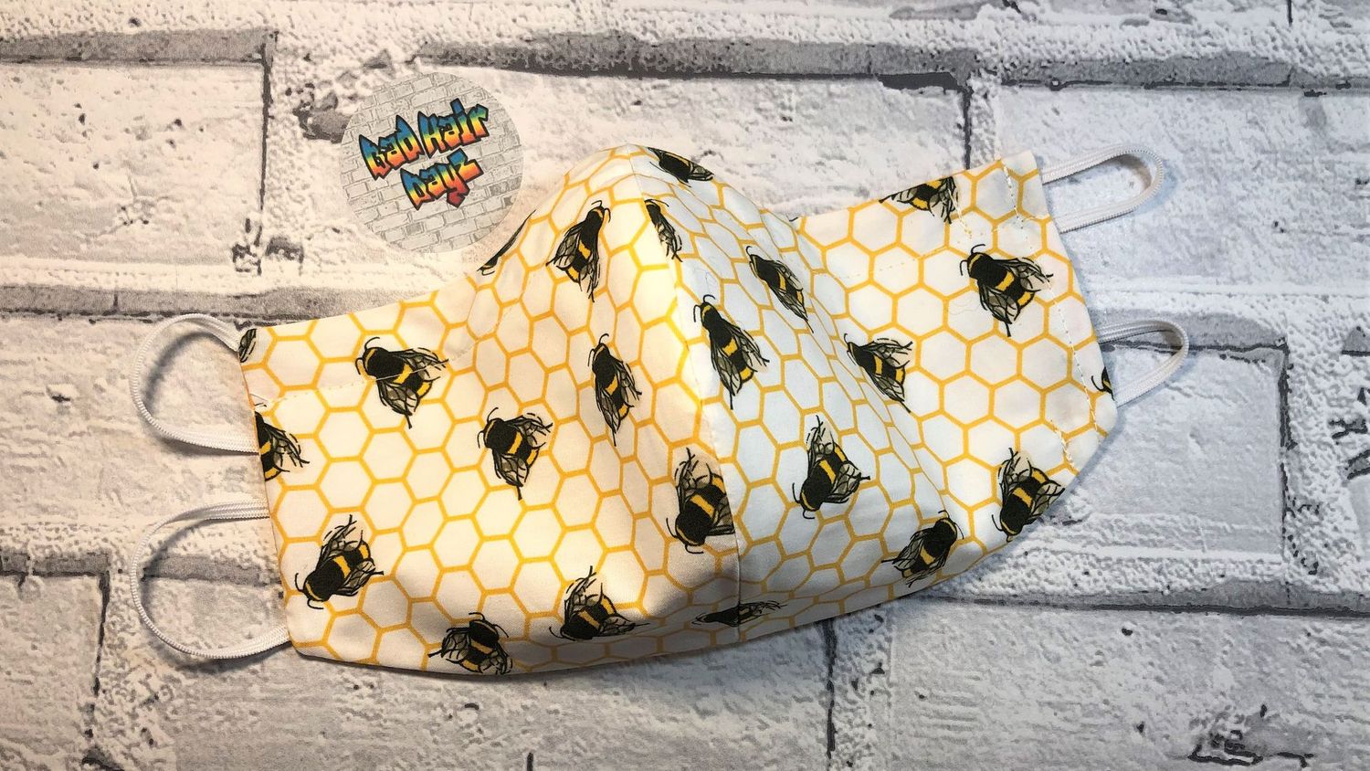 Oh Honey! White/Yellow Reversible Facemask
