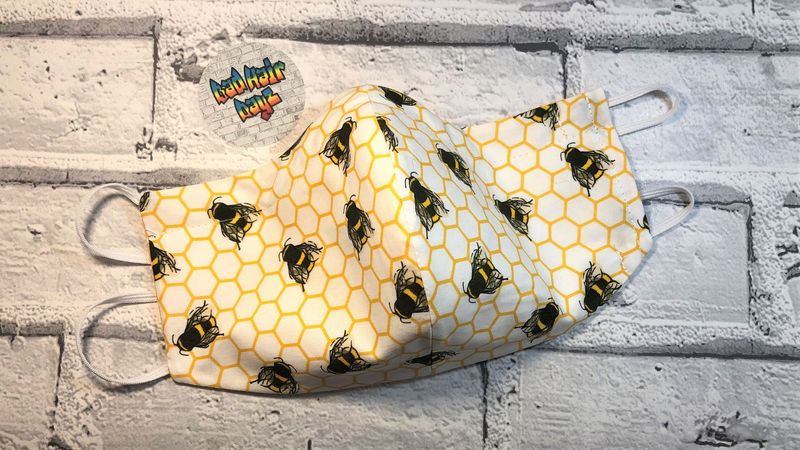 Oh Honey! White/Yellow Reversible Facemask