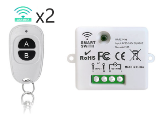 Interrupteur Interrupteur Interrupteur d'éclairage 2 canaux Sans fil  230V + Télécommande Relais sans fil à deux canaux ACTii