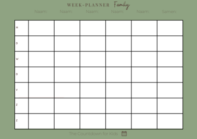 Weekplanner Family kladblok A4 Groen