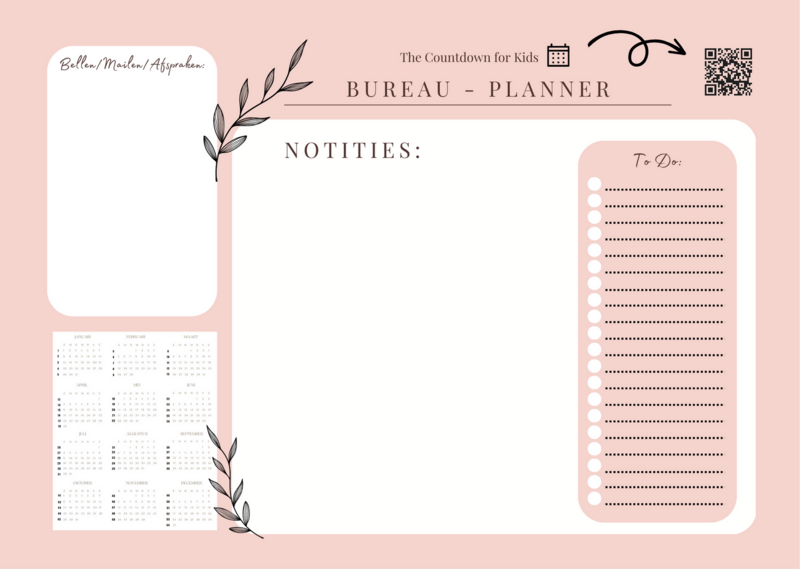 Bureau-planner Roze A3