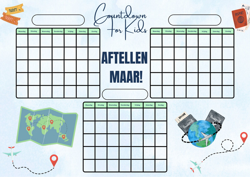 Sticker Aftelkalender "Travel Much" A3 formaat