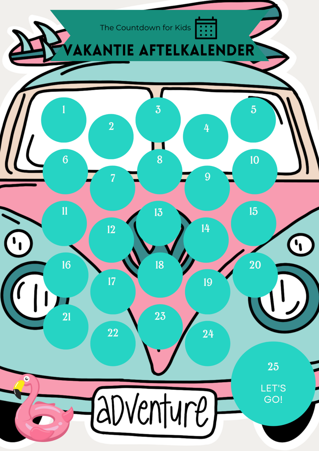 Vakantie Aftelkalender met bijpassende stickers "Camp-well"