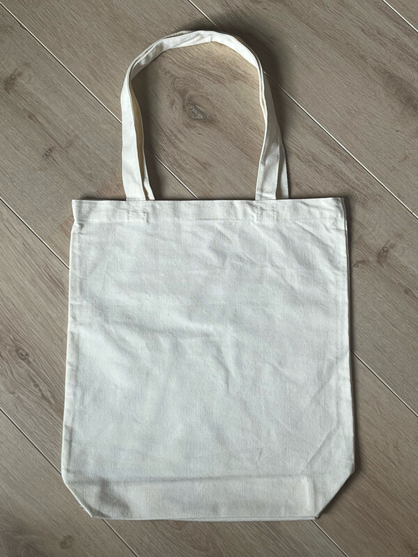 Canvas tas naturel met naam of eigen tekst