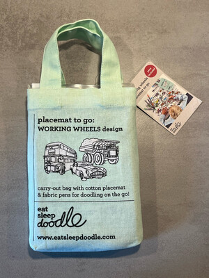Placemat To Go “Working Wheels” met uitwasbare stiften